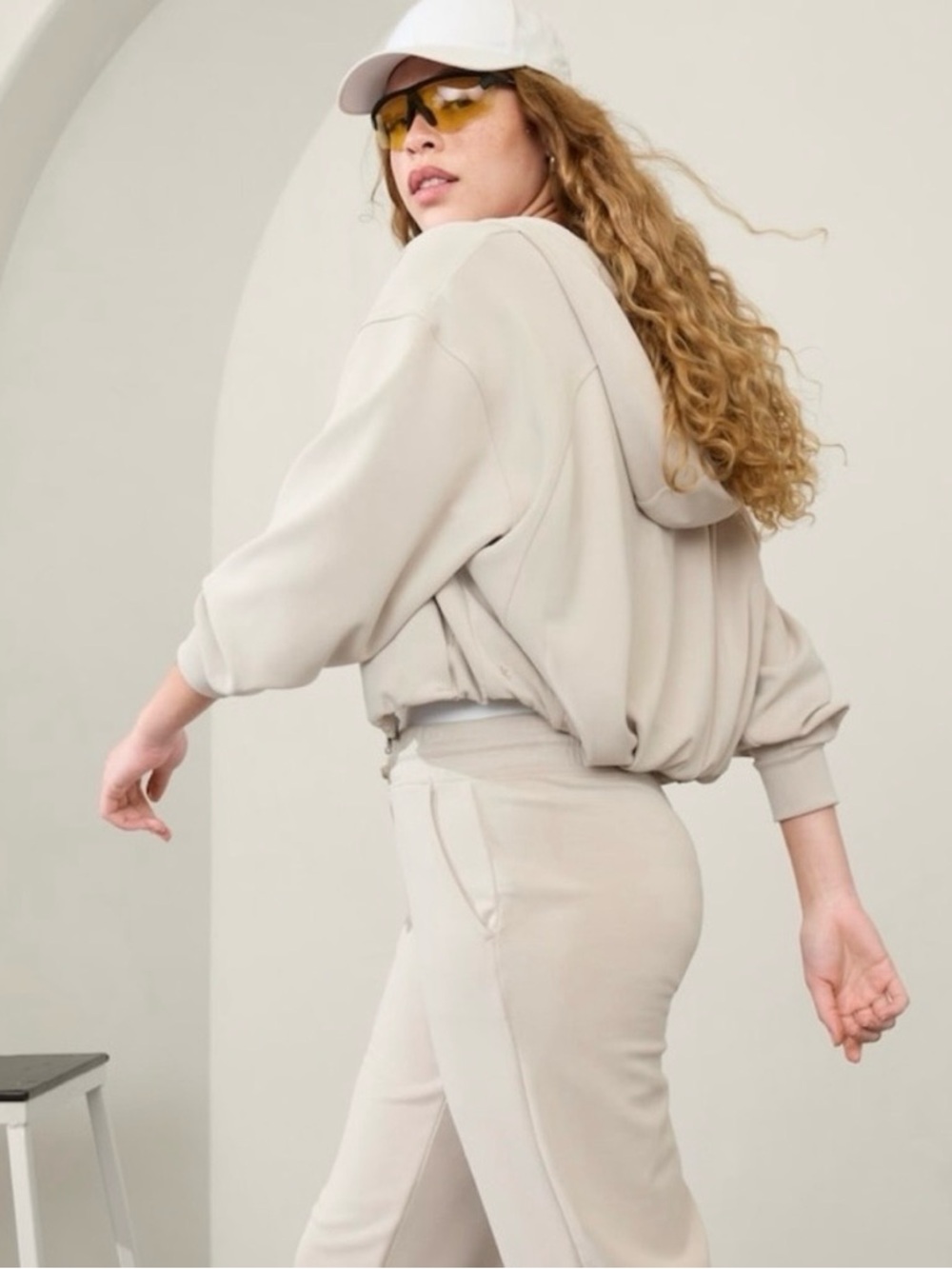 Athleta Cream Full-Zip Hoodie Jacket